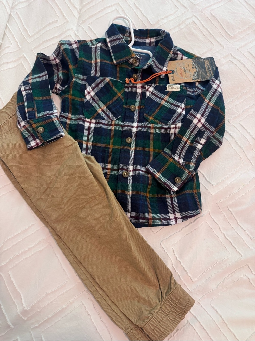 Plaid Button-Down Shirt for Kids in Green & Navy